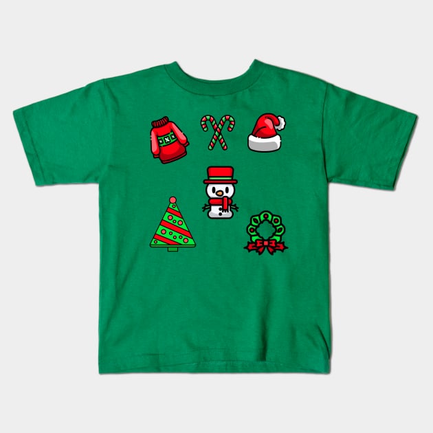 Christmas Sticker Pack Of 5 Kids T-Shirt by Feminist Foodie
